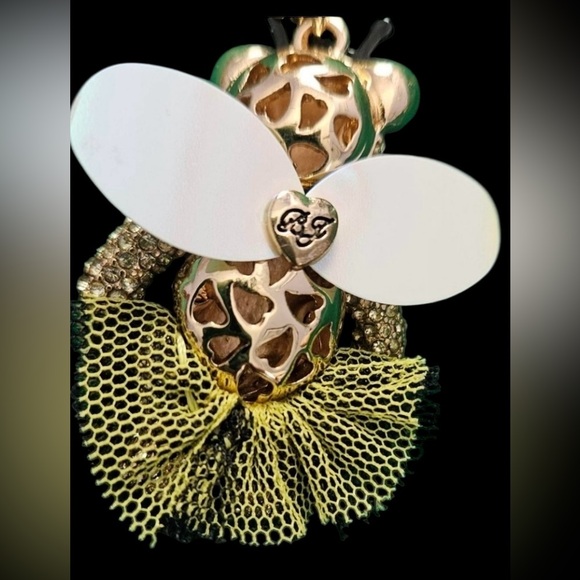 BETSEY JOHNSON Bumblebee or Bee Teddy Bear Ballerina with Wings Necklace NEW NWT - Picture 5 of 9
